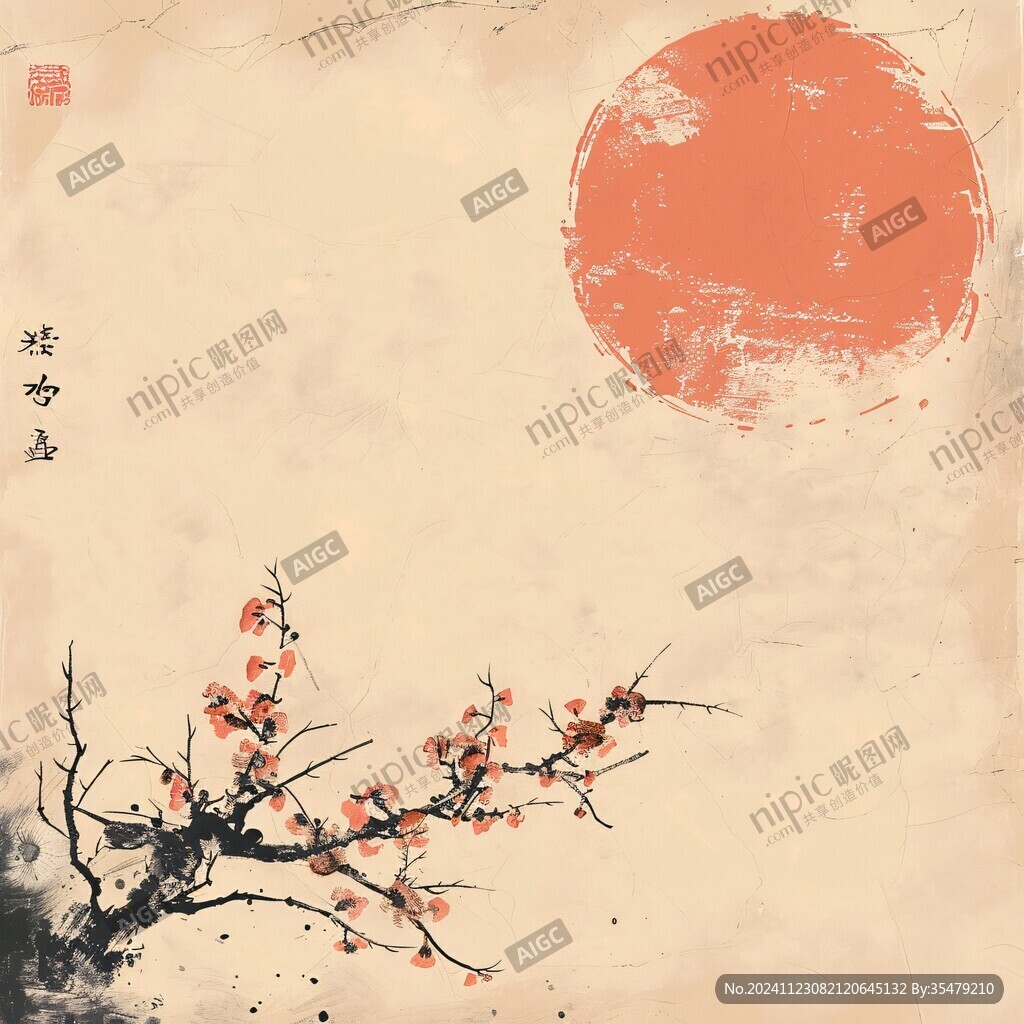 古典古風(fēng)復(fù)古梅花圖