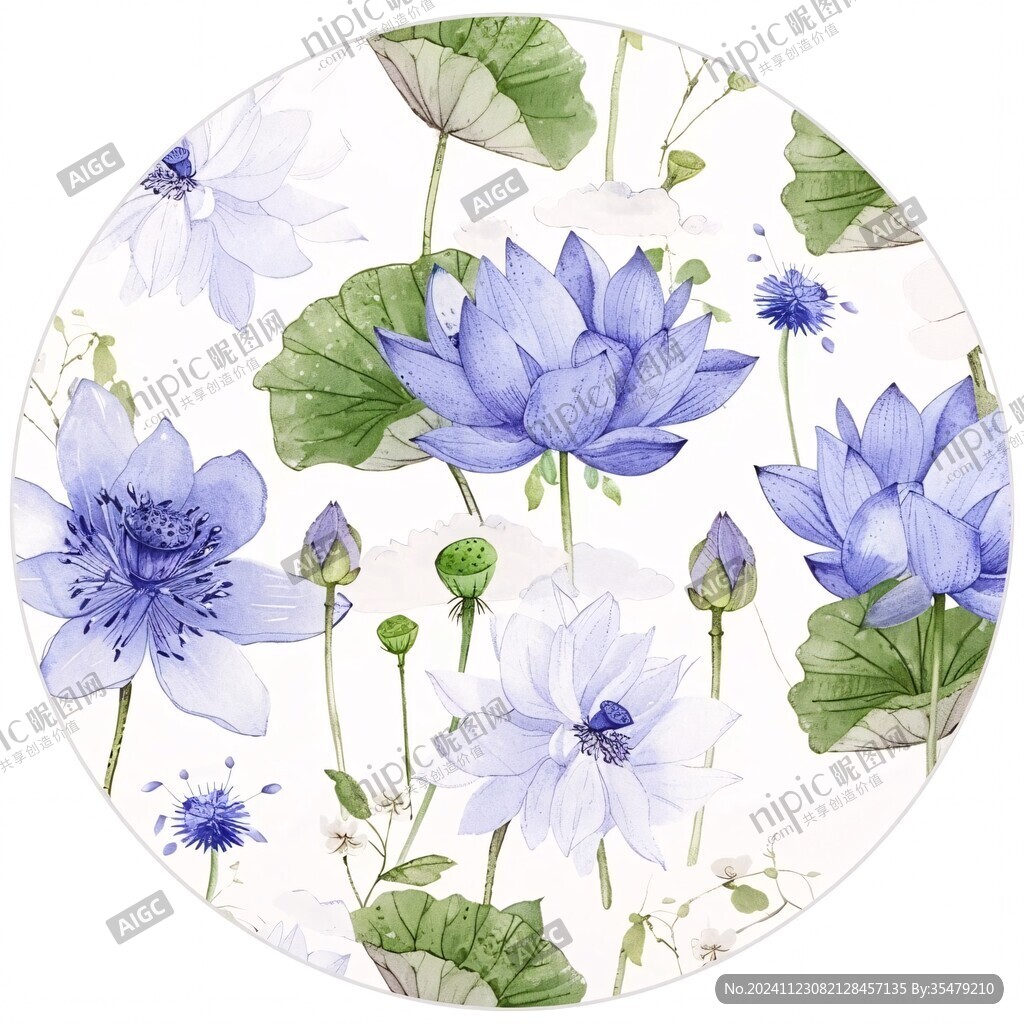 藍蓮花插畫