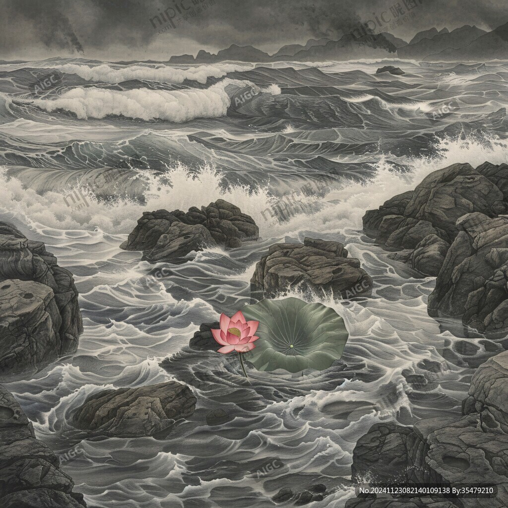 荷花海浪背景