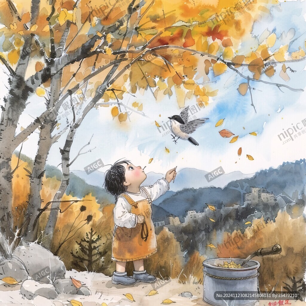 手繪原創(chuàng)插畫(huà)秋天