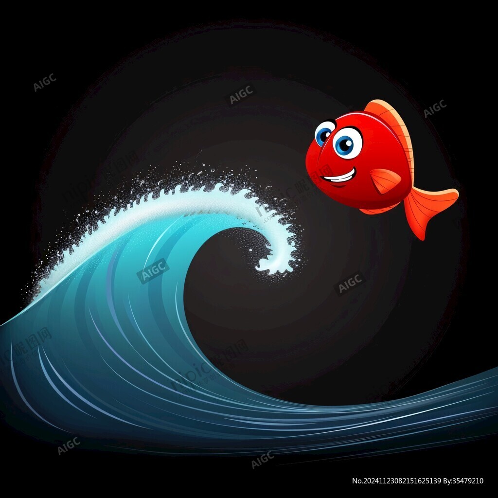 手繪金魚海浪