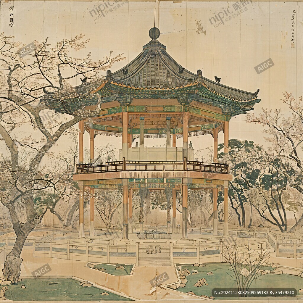 插畫愛晚亭