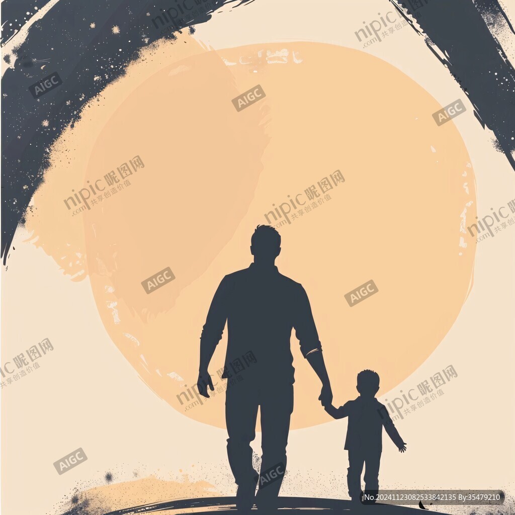 父親節(jié)剪影賀卡素材