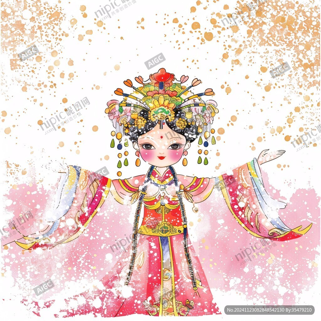 京劇花旦插畫