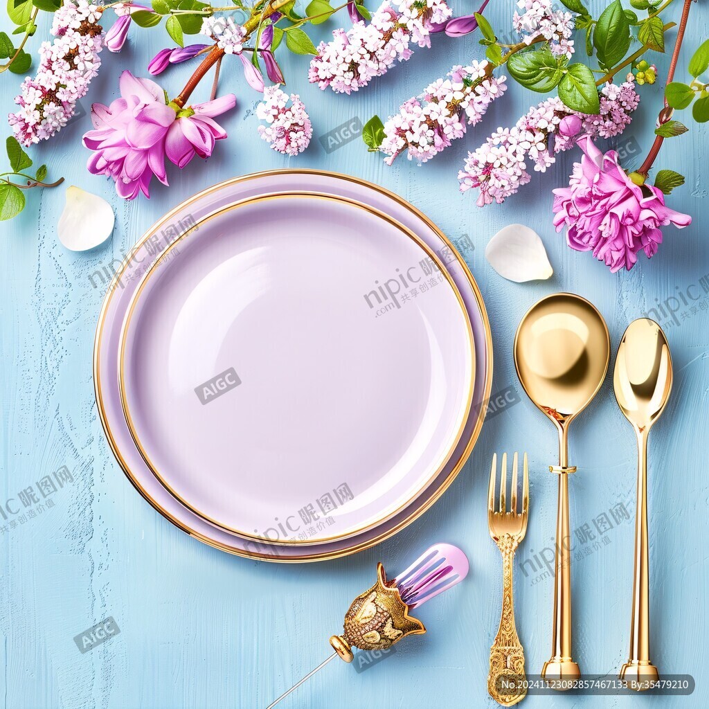 鮮花石紋餐桌桌面擺設(shè)