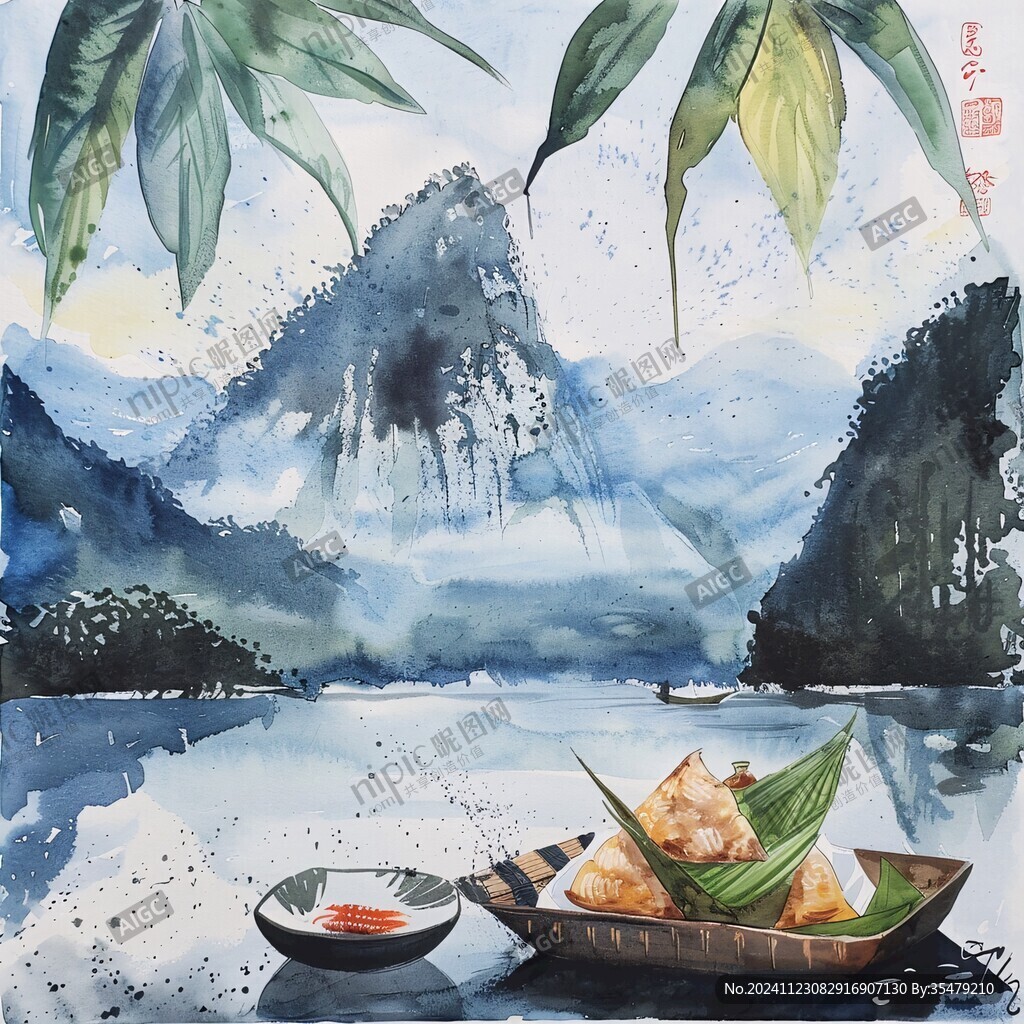 水彩端午節(jié)插畫