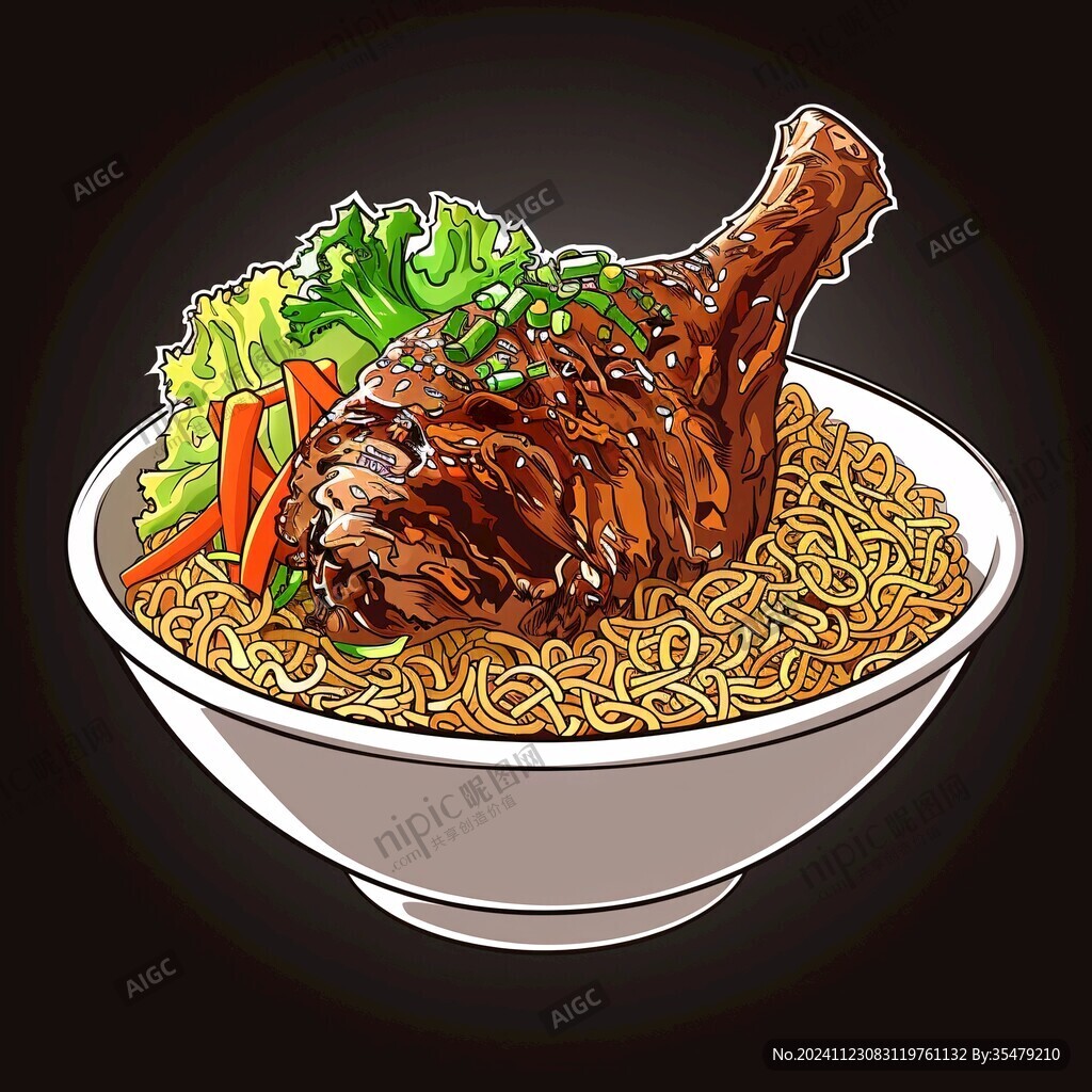 雞腿面插畫