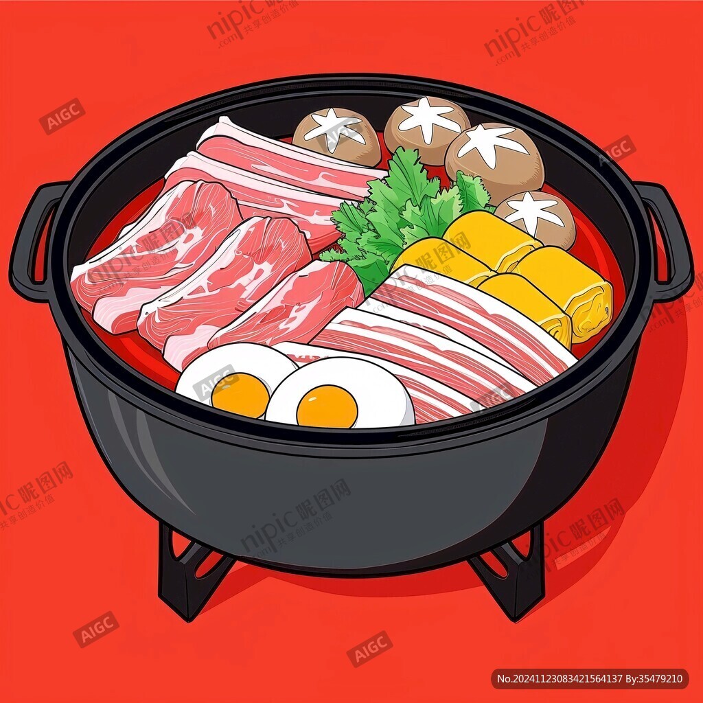 砂鍋白肉插畫