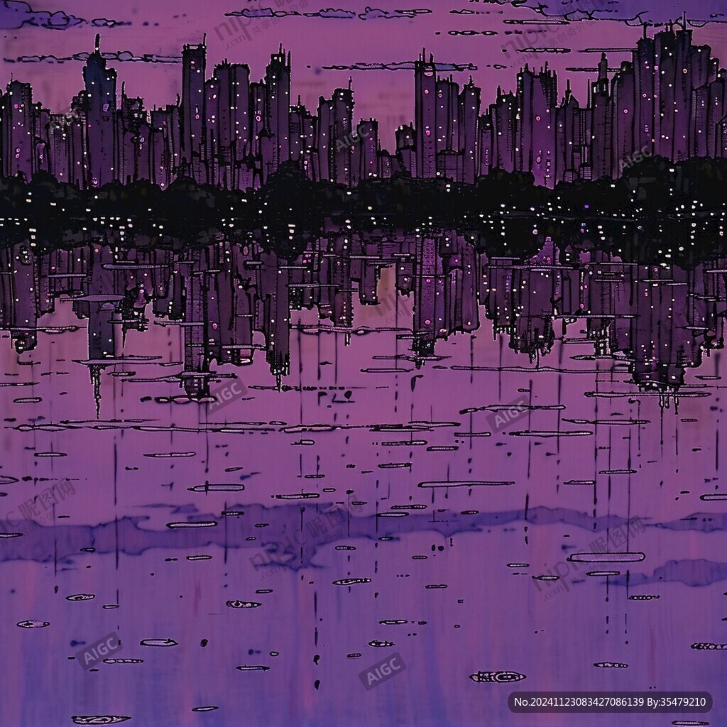 水面城市畫