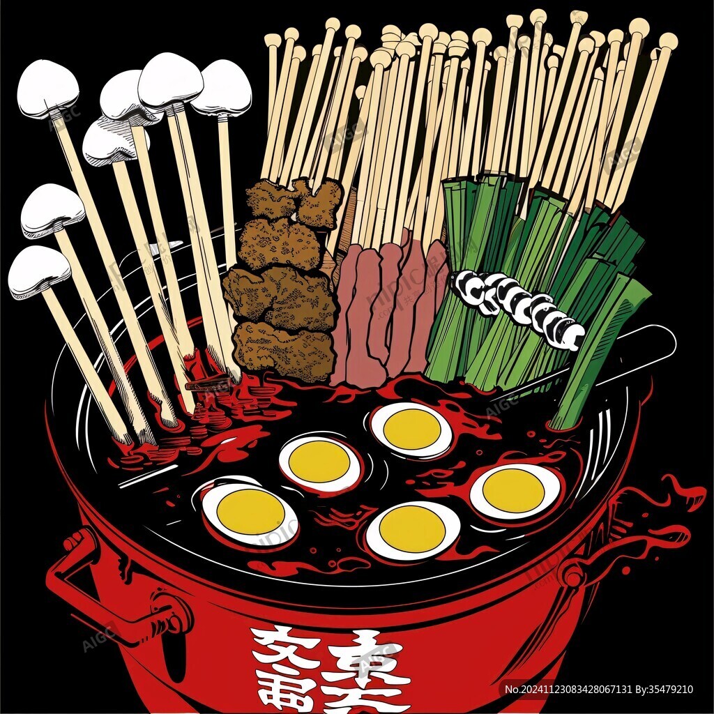 手繪麻辣燙串串香