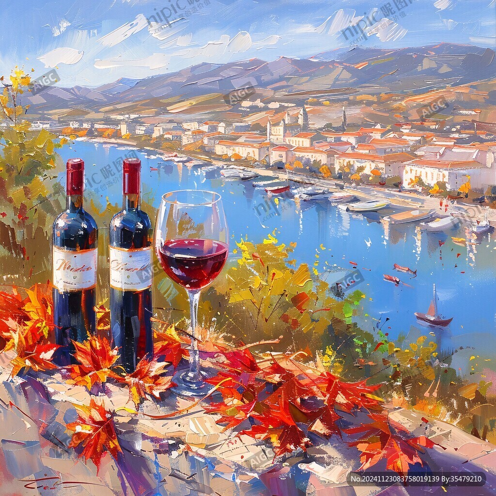 戶外紅酒無框畫