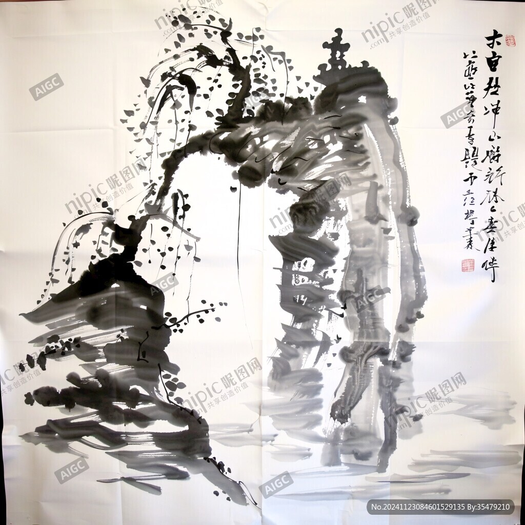 中堂水墨畫清晰水墨畫