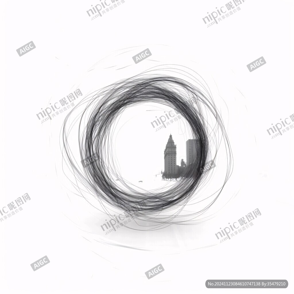 抽象水墨建筑插畫