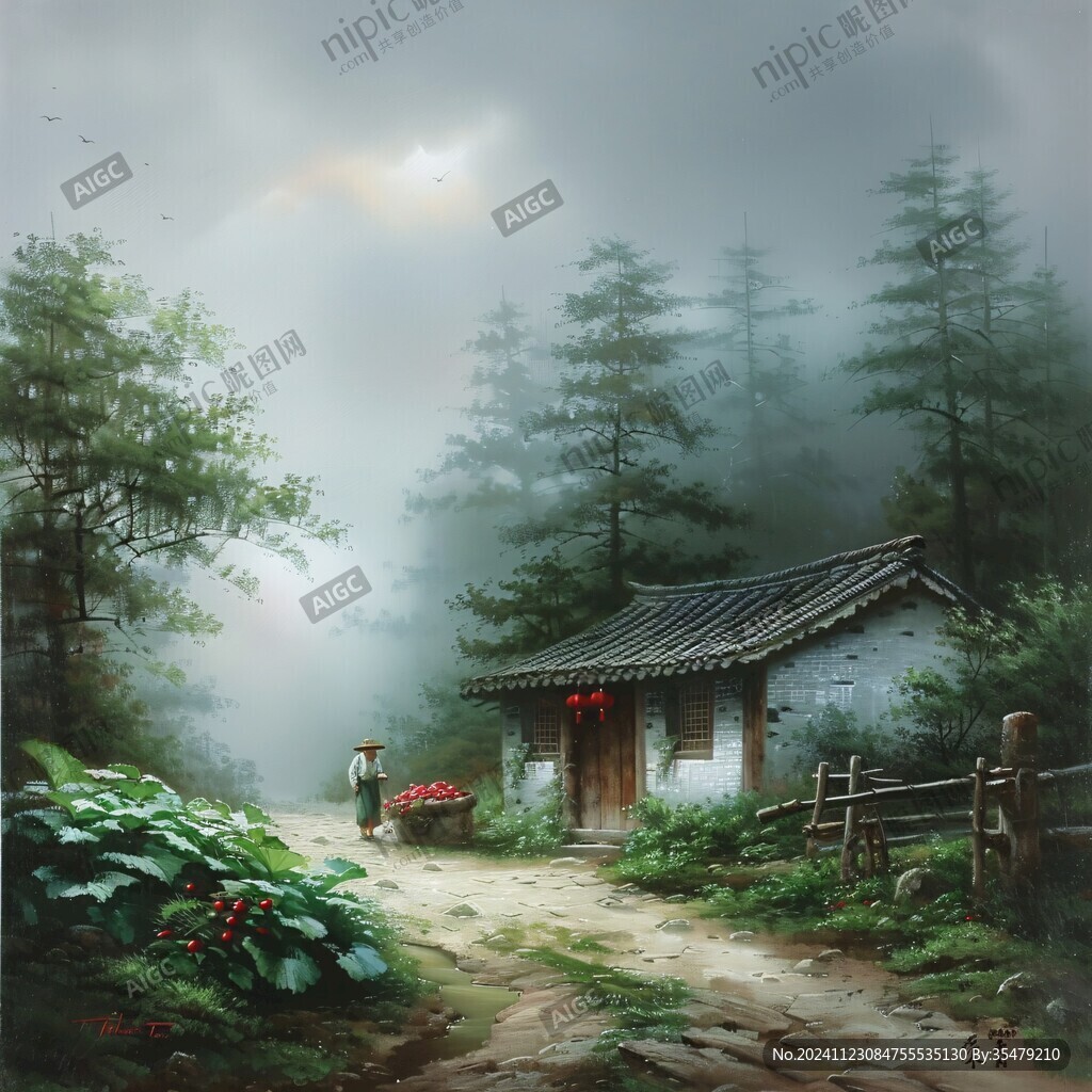 意境風(fēng)景畫(huà)插畫(huà)中堂畫(huà)