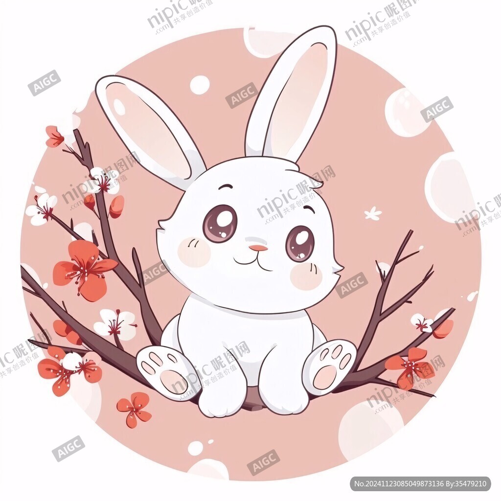 兔年圓形插畫