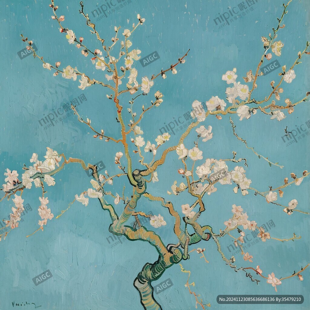 一枝梅花油畫(huà)