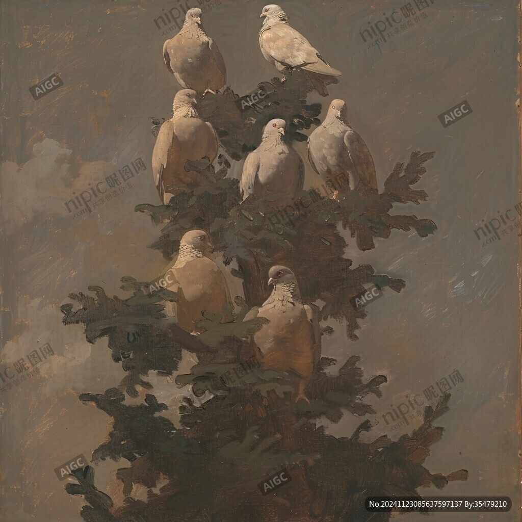 傍晚枝頭斑鳩