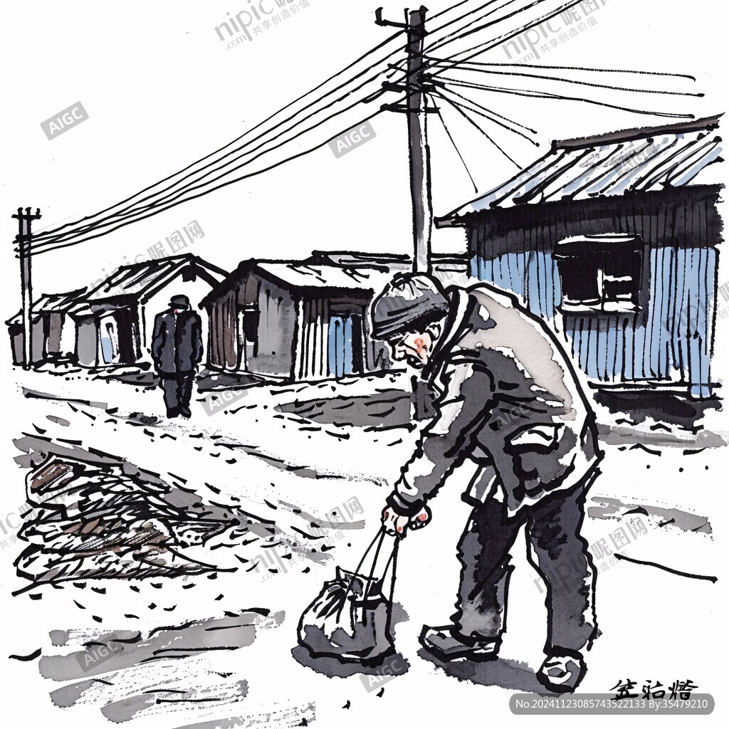 手繪環(huán)衛(wèi)工人