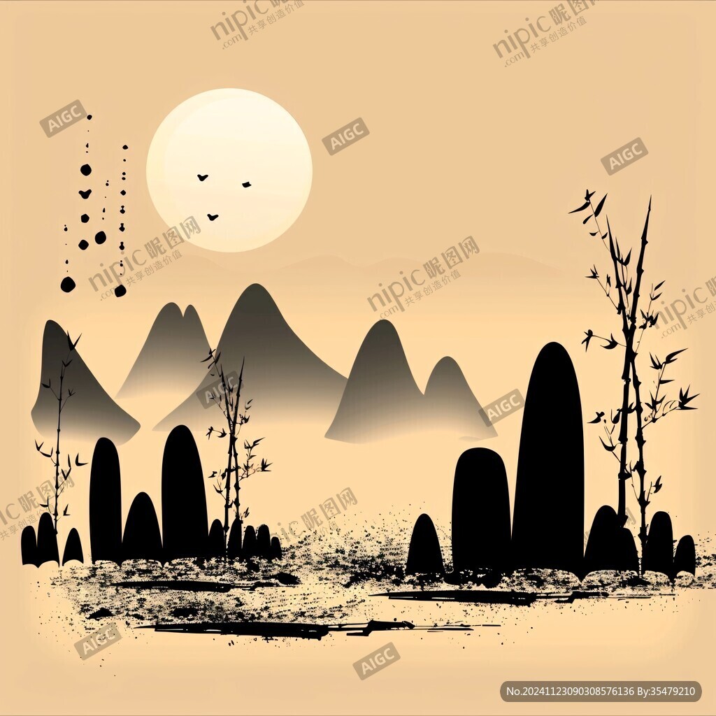 復(fù)古禪意山水