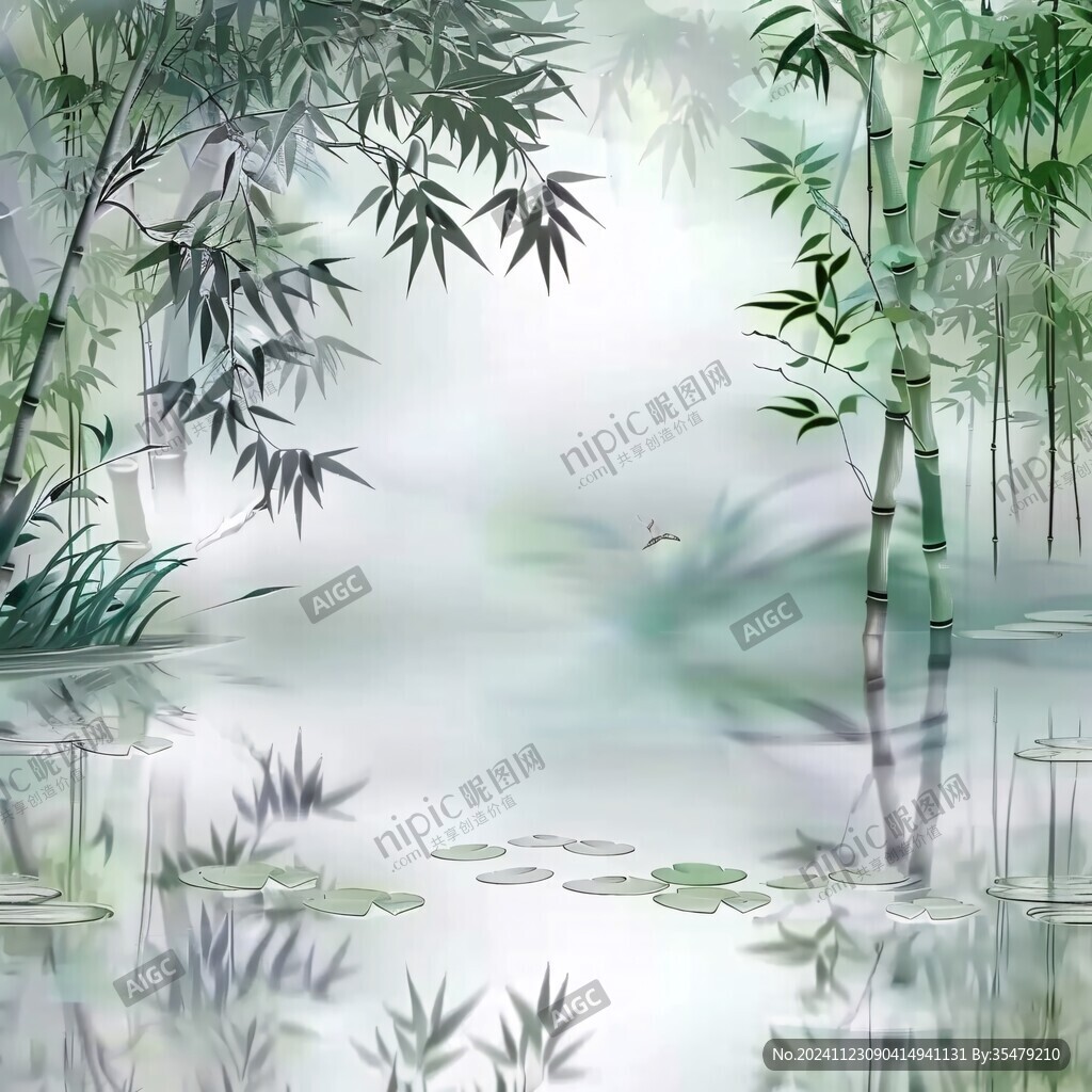 水墨竹林背景畫