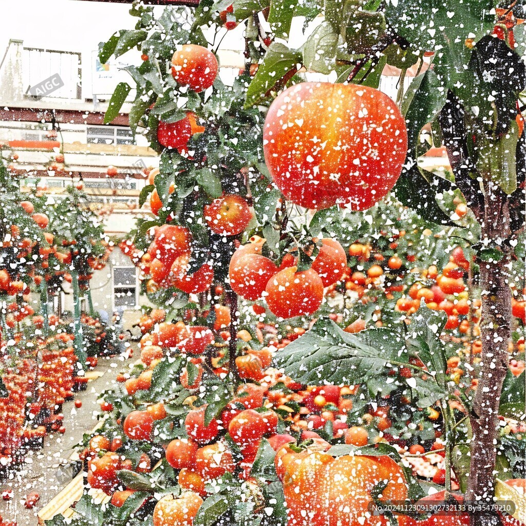 紅果實雪景