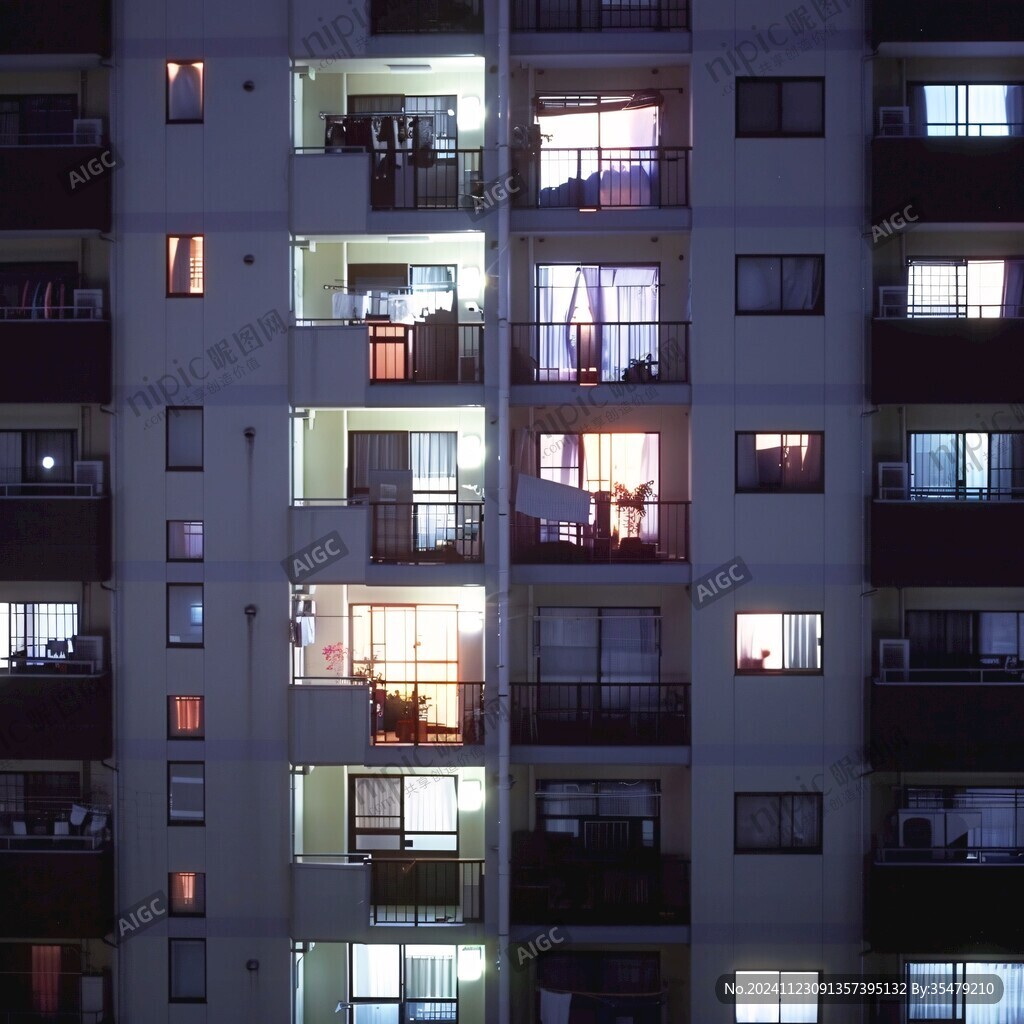 住宅樓外墻夜景燈光