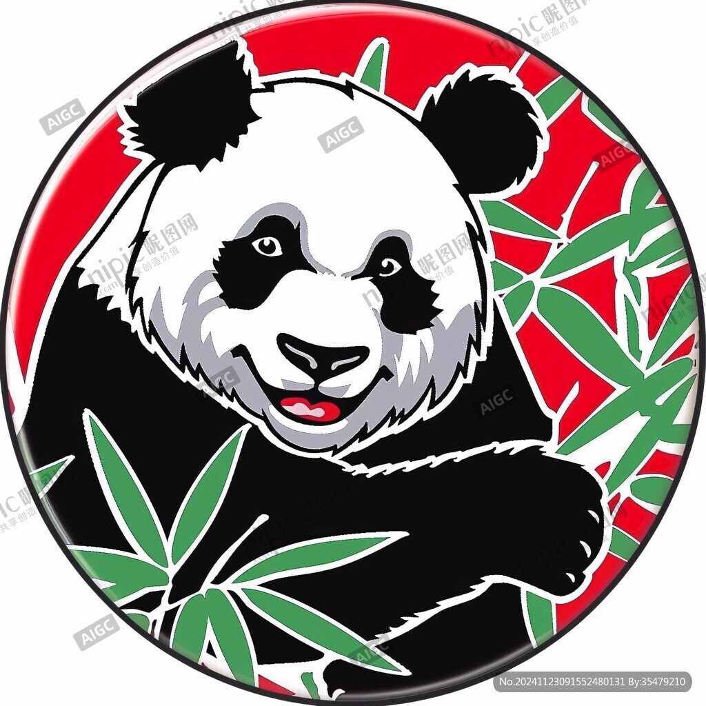 熊貓圓形插畫
