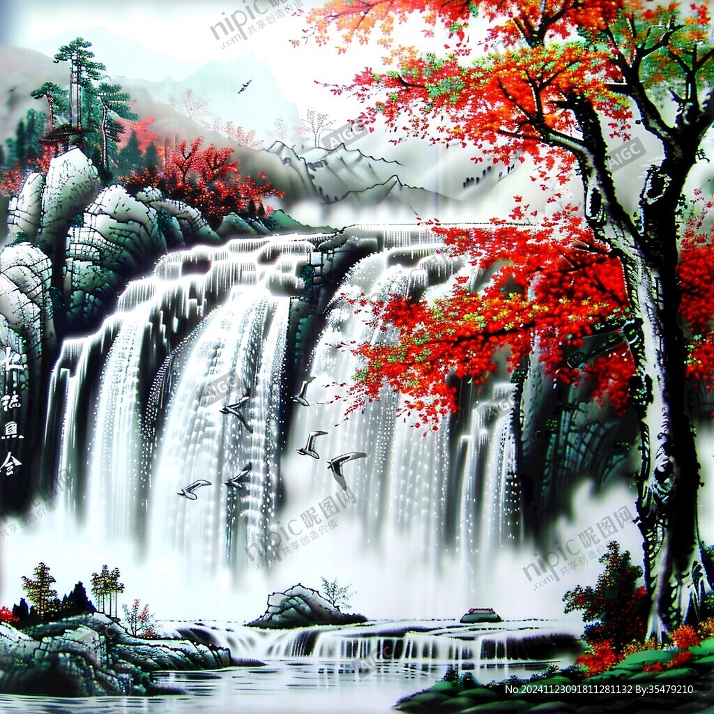 手繪山水畫風景畫