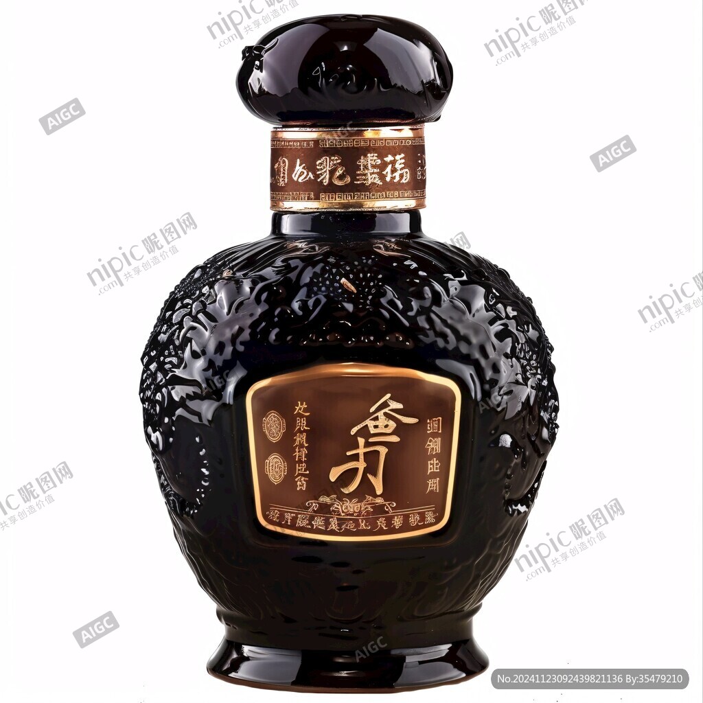 黑釉雕花酒壇