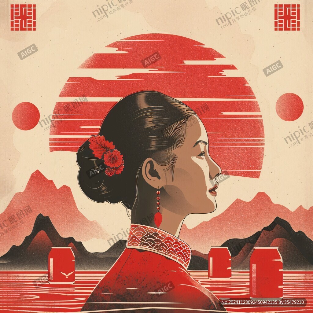 彝族美女插畫