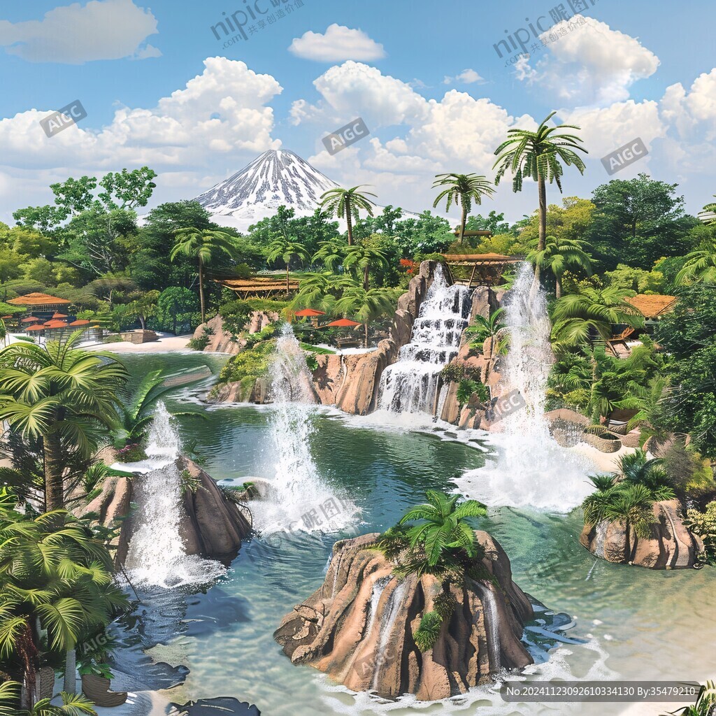 瀑布3d立體地畫地貼