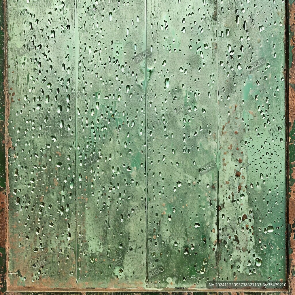 雨滴落在金屬上