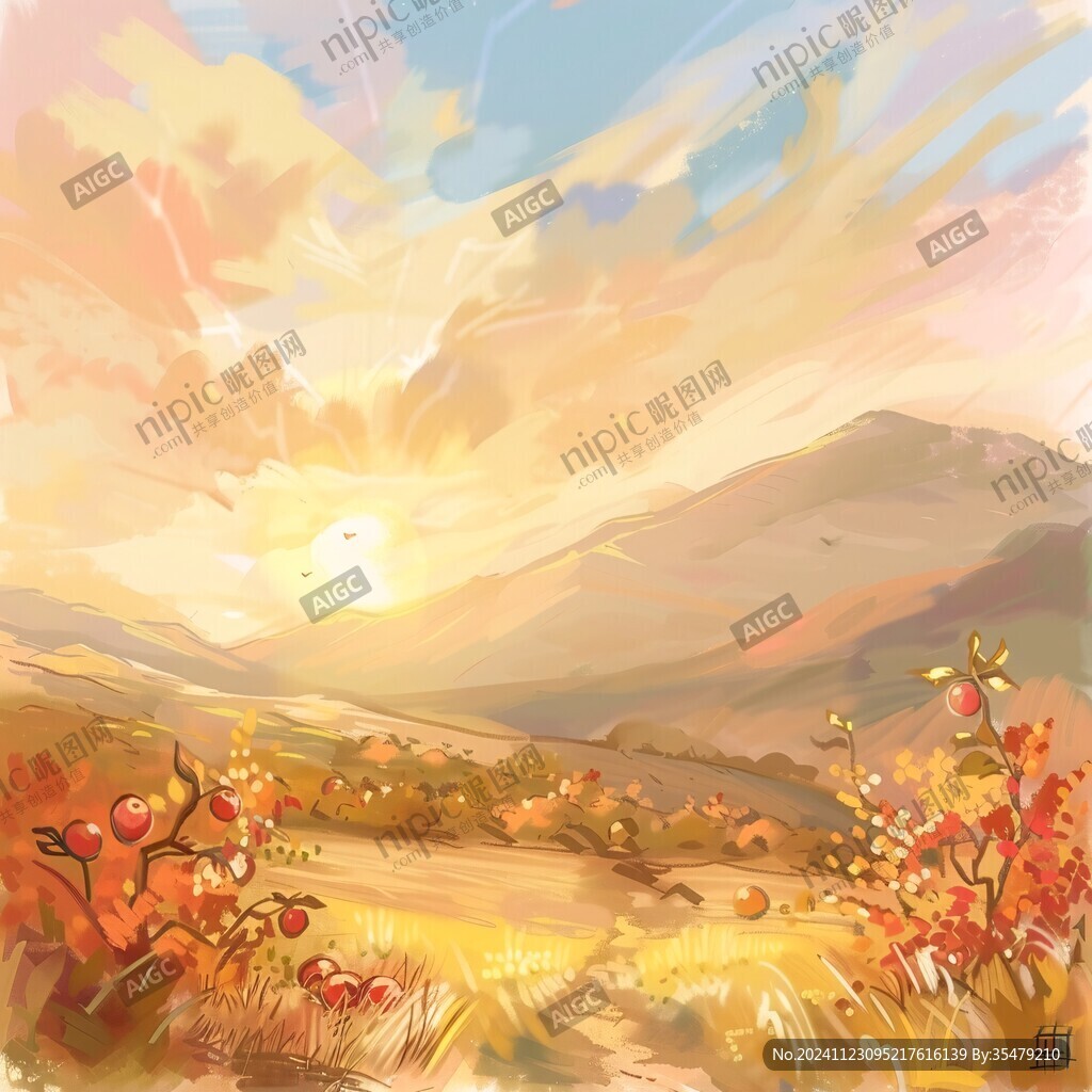 陽光晴朗風(fēng)景插畫