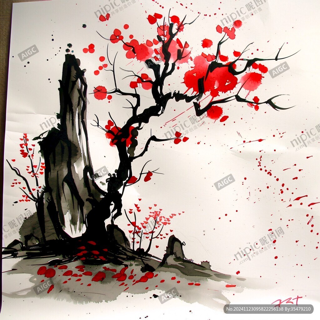 裝飾畫手繪梅花