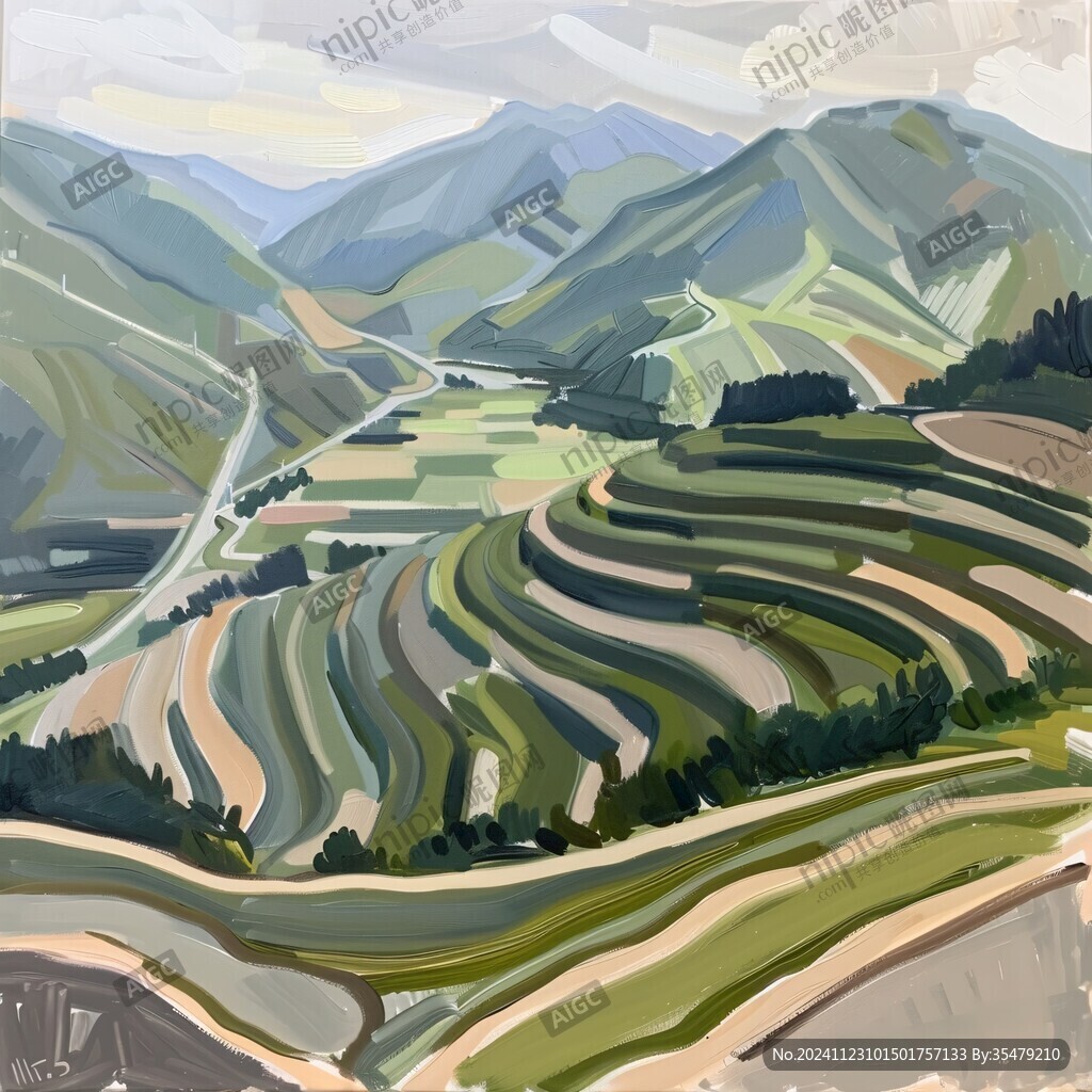 梯田插畫
