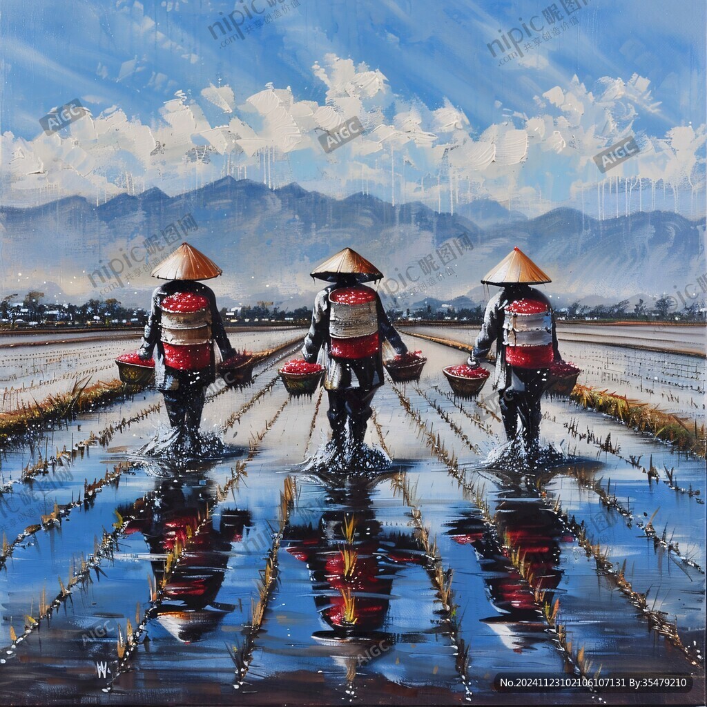 水田勞作場景