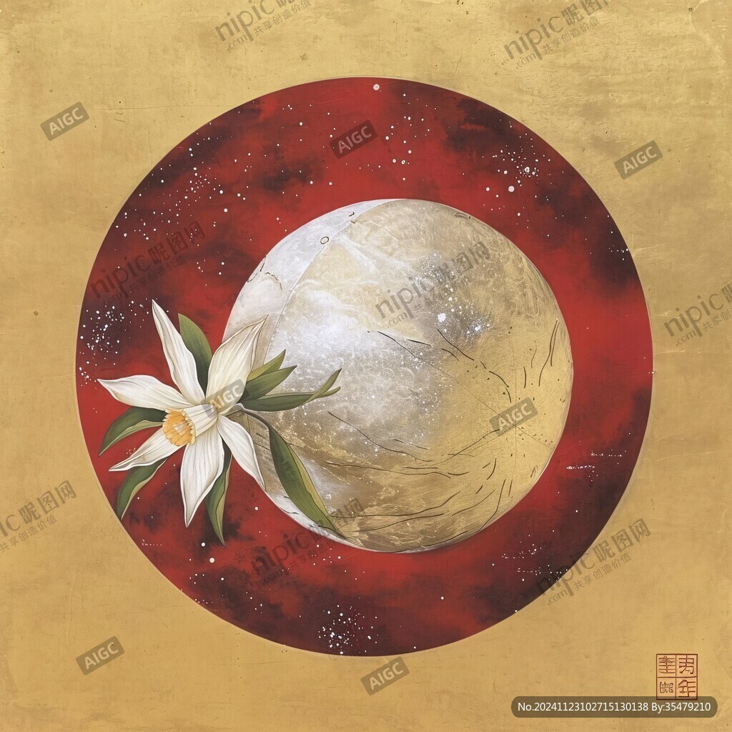 巖彩山茶花之皎月