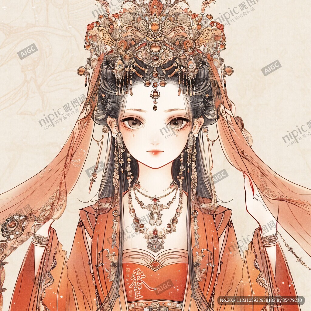 古風(fēng)頭飾插畫