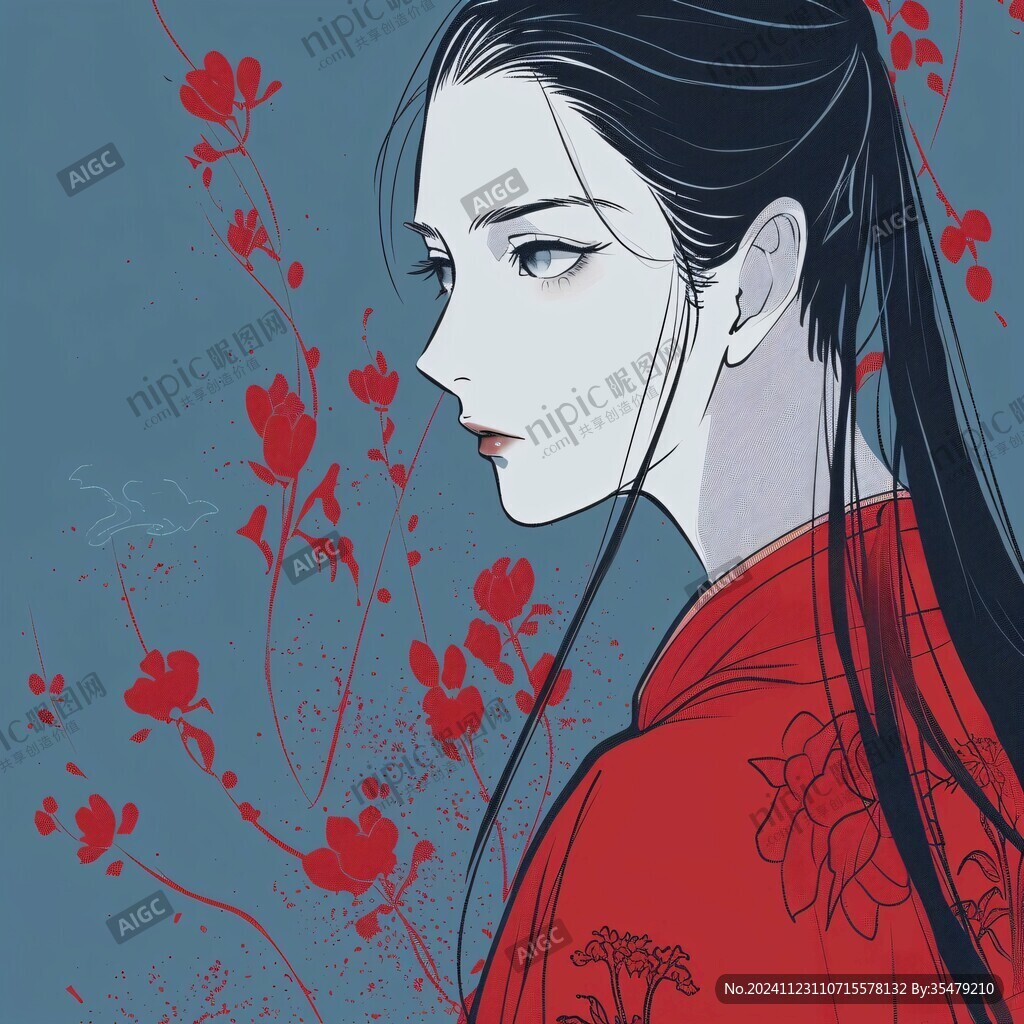 紅衣少女設計古風