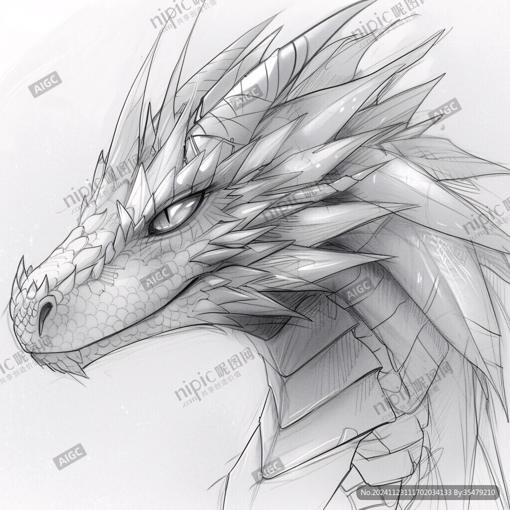黑白線稿龍