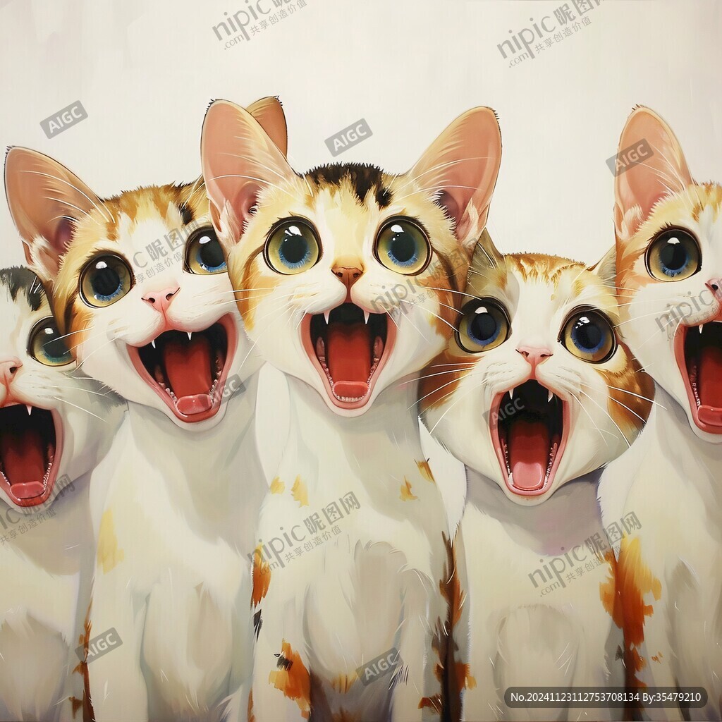 開心的貓插畫