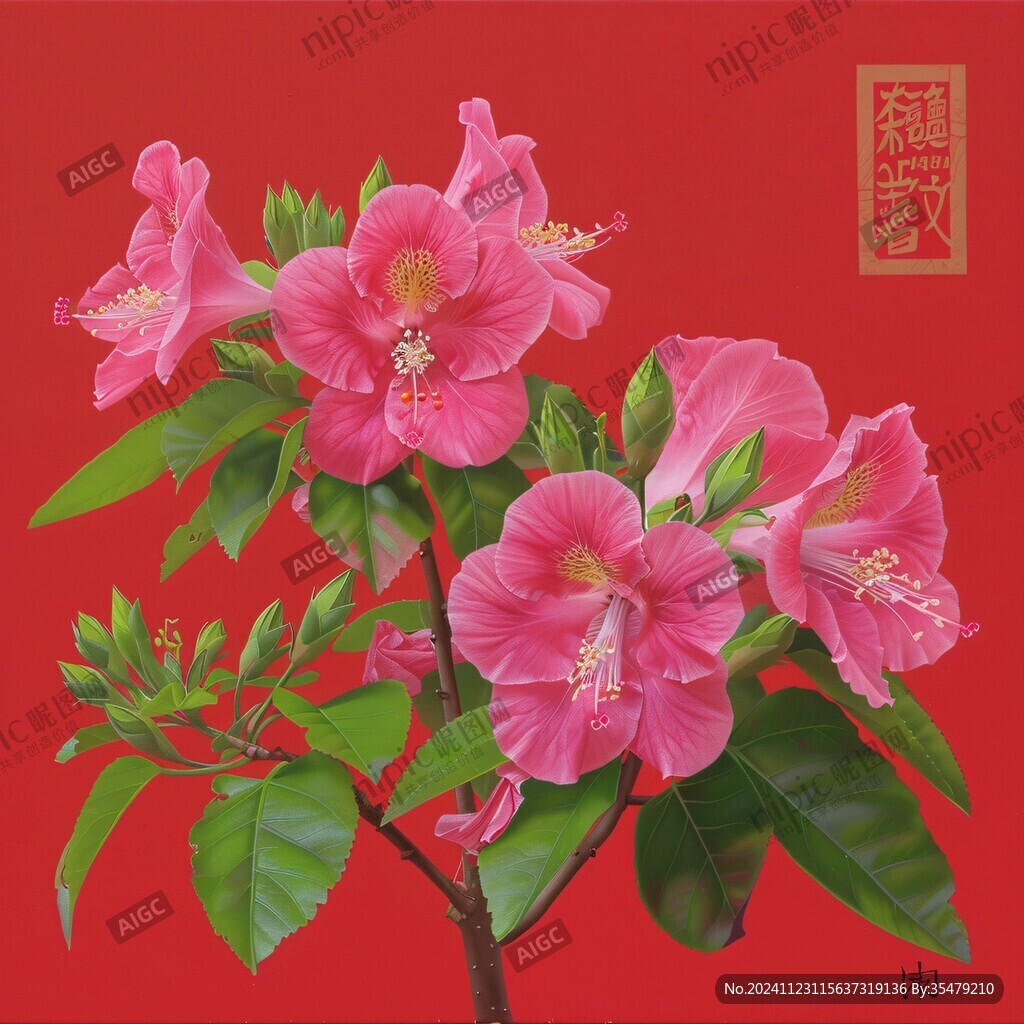 鼠繪杜鵑花
