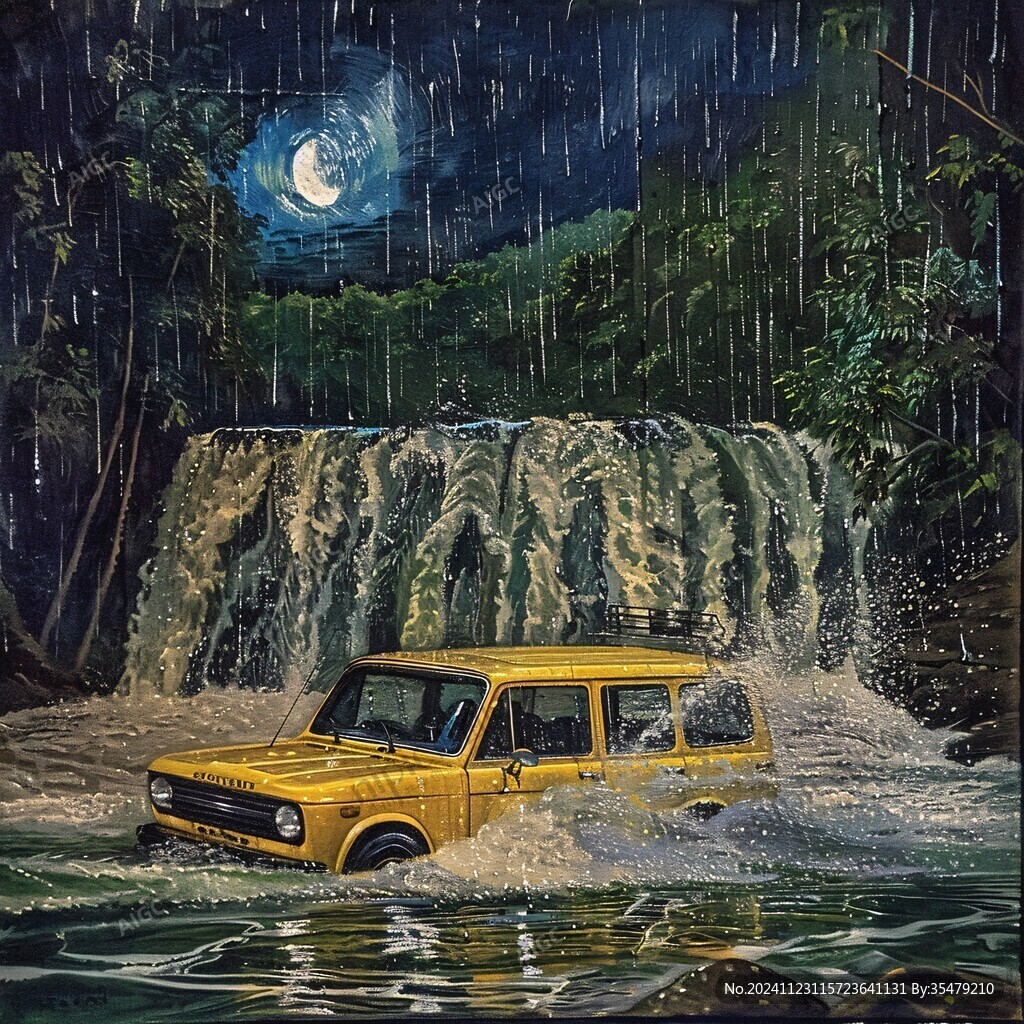 通過積水路的出租車