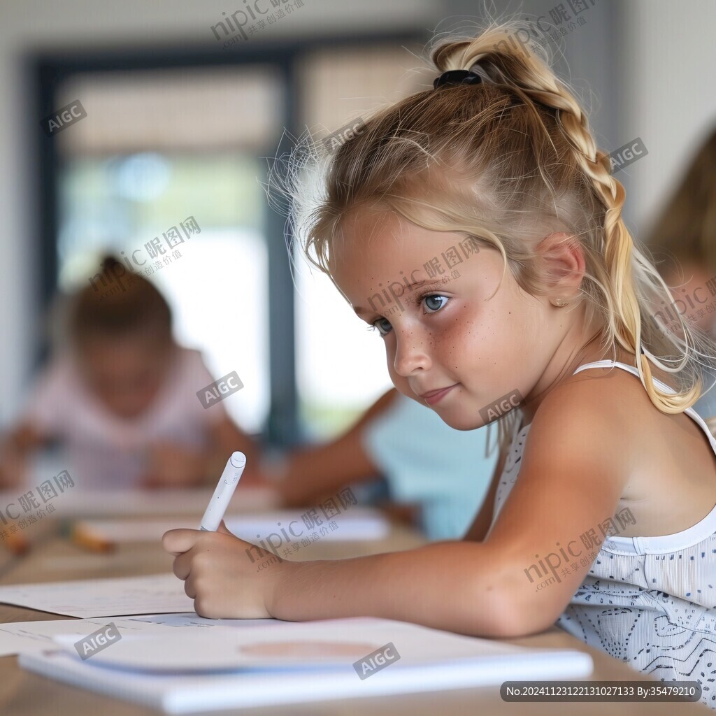 寫作業的小孩