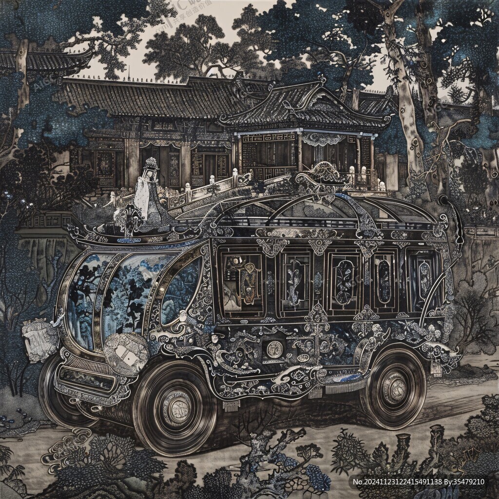 車馬出行圖錦