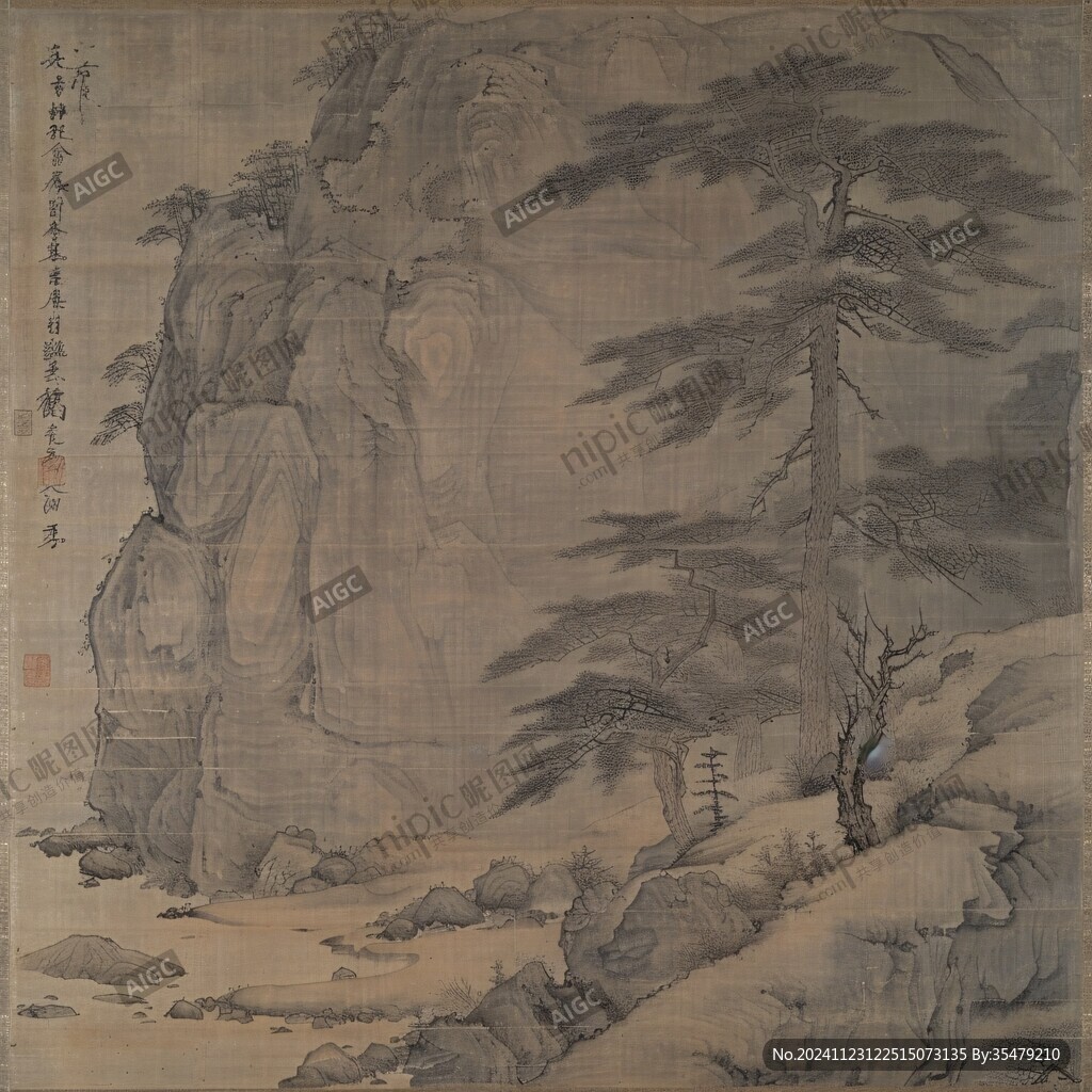 松陰曳杖圖