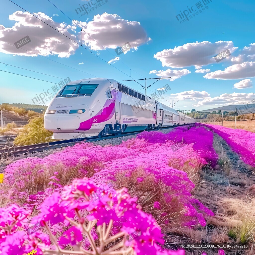 列車穿過花海