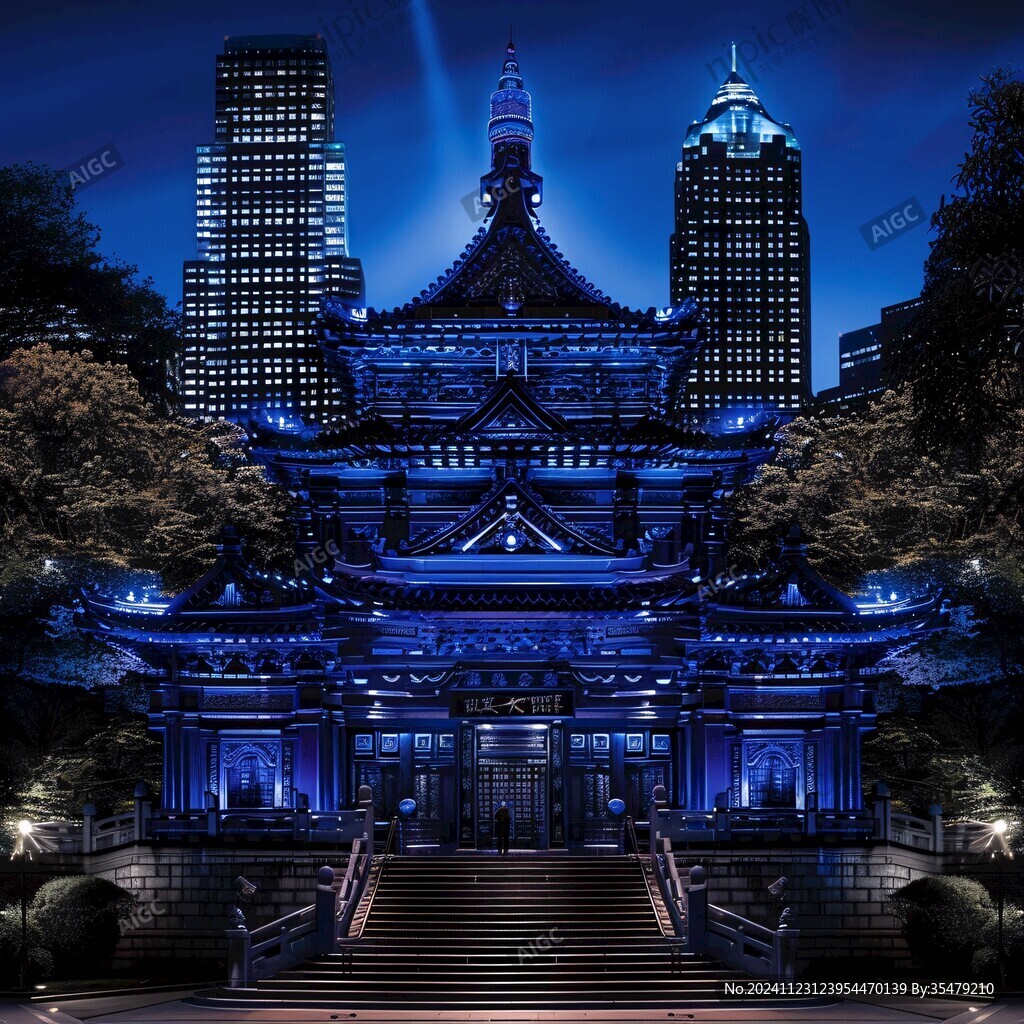 豪華古建筑夜景