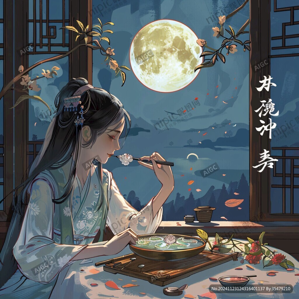 中秋古裝插畫