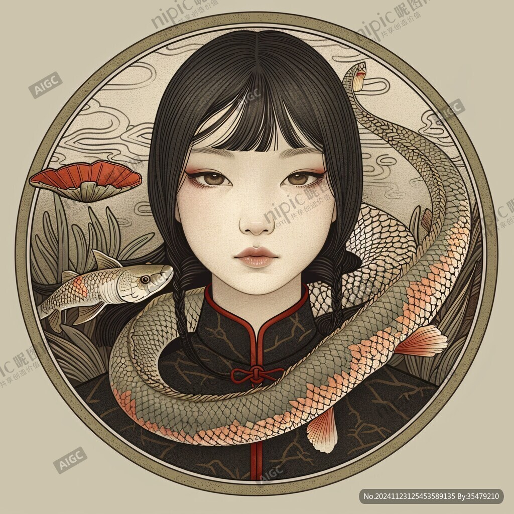 抱著錦鯉的女孩